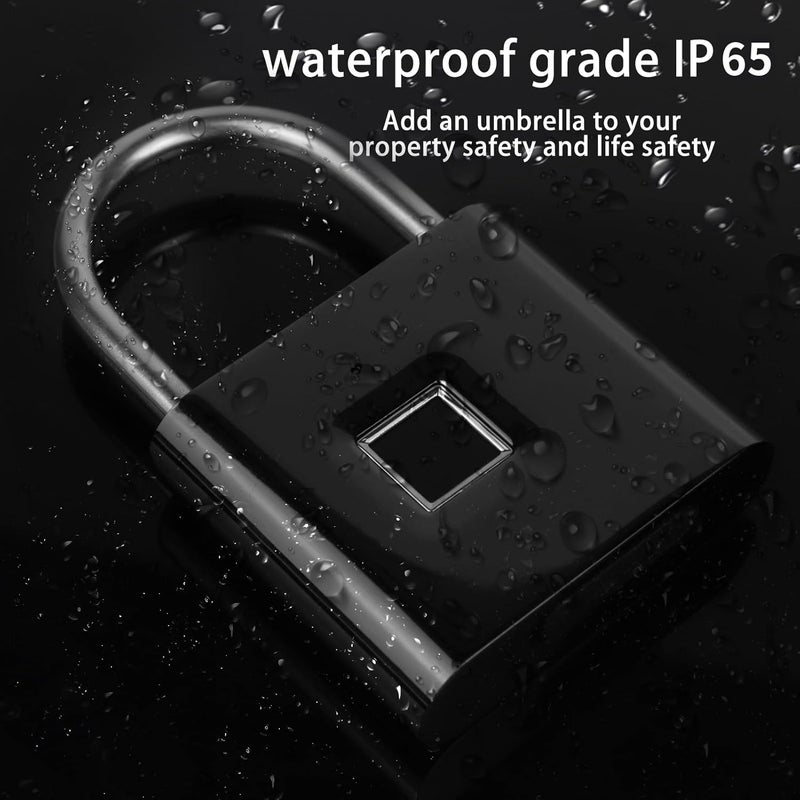 KENRONE Keyless Portable USB Charging Fingerprint Lock,Smart Padlock Quick Unlock Waterproof and Rustproof,Smart Lock for Warehouses, Gym, Schools, Homes, Office Cabinets (Black) - Image 3